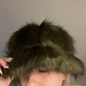 Dark green new furry hat